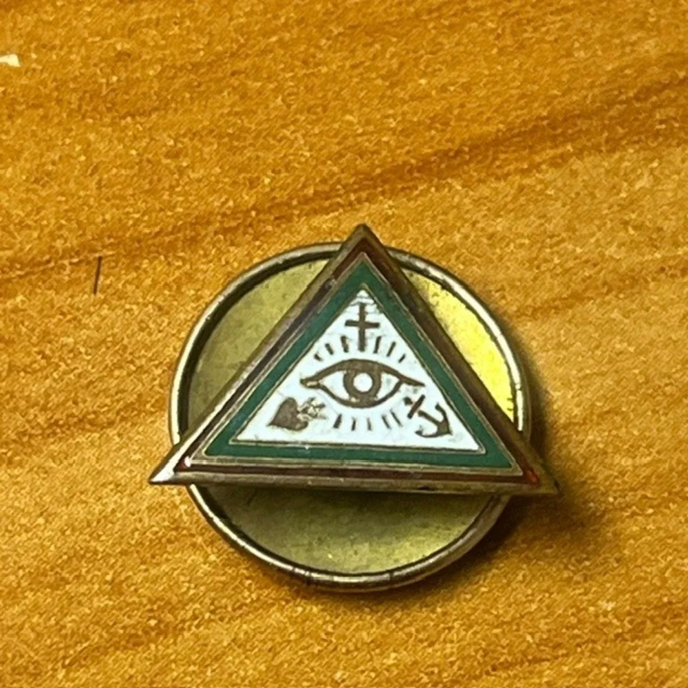 Vintage Whitehead & Hoag Fraternal Pin Masonic Eye Cross Heart Anchor Enamel